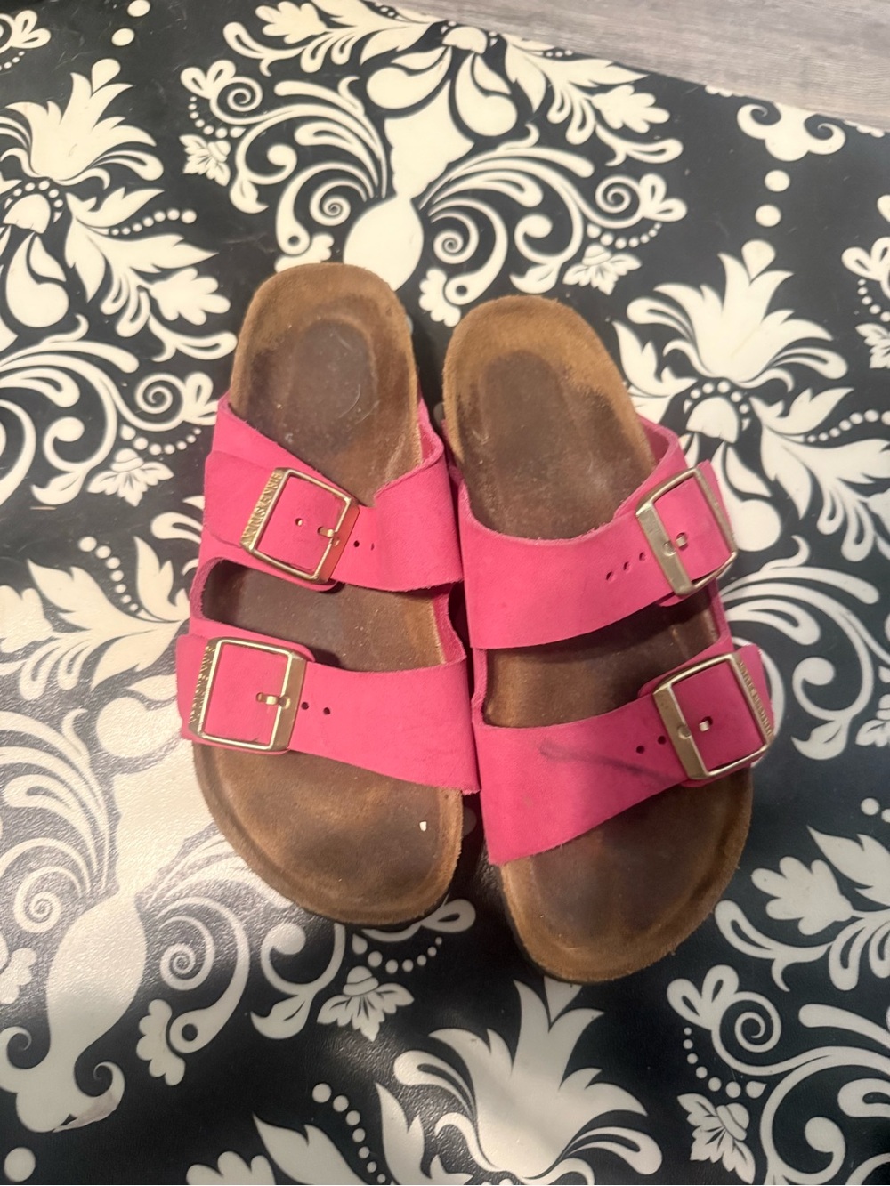 Women’s Pink Double-Buckle Slide Sandals